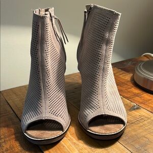 Toms Perforated Taupe Ankle Booties